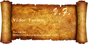 Vidor Ferenc névjegykártya