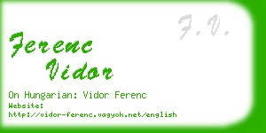 ferenc vidor business card